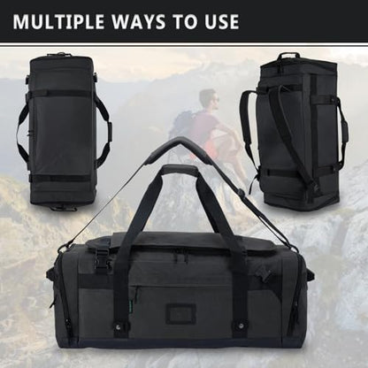 Large Duffle Bag for Travel - Men & Women, Foldable Gym Duffle Backpack, Heavy Duty Tactical Military Canvas Duffel Bags, Extra Big Carry On with Shoe Pockets, Waterproof (80L/103L) - color: Black, size: L(103L)
