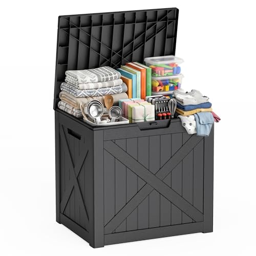 EasyUp 35 Gallon Deck Boxes Outdoor Waterproof, Weatherproof Outdoor Deck Box, Lockable Resin Storage Bench For Patio Cushions, Garden Tools And Pool Accessories, Black - color: Black, size: 38 Gallon