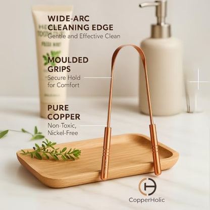 Tongue Scraper Set(2 Pack)–Pure Copper Cleaner Kit with Bamboo Toothbrush with Charcoal Bristles &Travel Case–Daily Oral Hygiene Tool for Men&Women,Reduce Bad Breath,Tongue Scrubber - color: Copper
