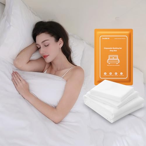 4 PCS Disposable Bed Sheet King Size, Disposable Bed Sheet for Hotel Bedding Cover Travel Disposable Portable Sheet with 1 Quilt Cover and 2 Pillowcase for Travel Business Trip Spa Hotel - color: 1 Pack - King