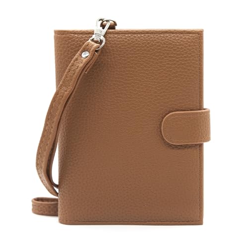 Long Keeper Passport Holder for Women Men PU Leather Anti-theft Wallet with Card Holder Slim Travel Neck Pouch with Lanyard (Brown) - color: Brown