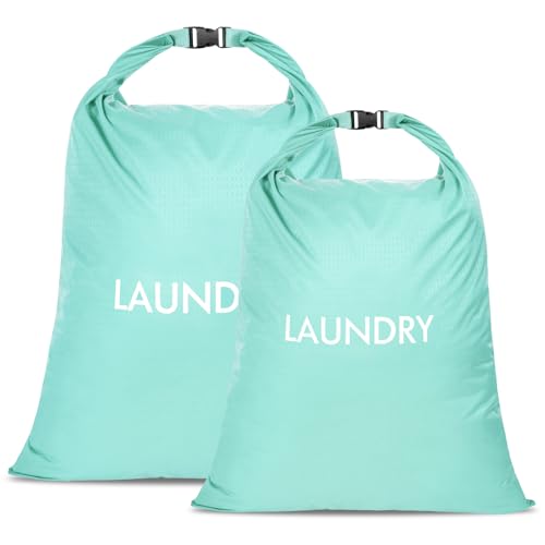 2 Pack Travel Laundry Bag, Nylon Washing Bags for Laundry, Roll Top Wet Dry Bag for Swimming Yoga Bathing Suit Workout, Dirty Clothes Storage Organiser - color: Blue