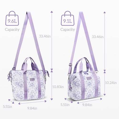 Lunch Box for Women Insulated Lunch Bag, Cute Lunch bags,Reusable Large Capacity Leakproof Lunchbox with Adjustable Shoulder Strap, Lunch tote for Work Office Picnic Travel (Purple Flower) - color: Purple Flower