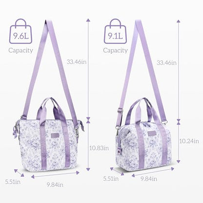 Lunch Box for Women Insulated Lunch Bag, Cute Lunch bags,Reusable Large Capacity Leakproof Lunchbox with Adjustable Shoulder Strap, Lunch tote for Work Office Picnic Travel (Purple Flower) - color: Purple Flower