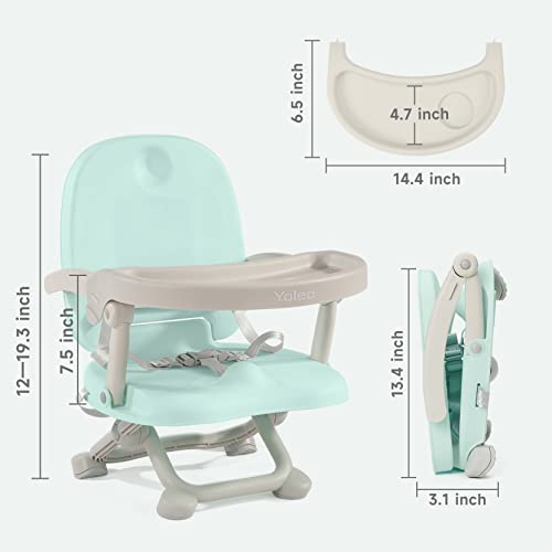 YOLEO Baby High Chair Booster Seat for Dining Table, Foldable High Chairs with Adjustable Heights, Travel Booster Seat with Removable Tray - color: Green, size: No Cushion