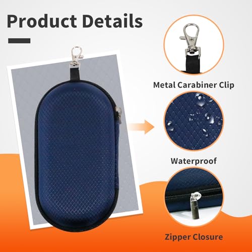 Double Eyeglasses Case, Hard Shell Dual Sunglasses Organizer with Zipper Clip Travel Glasses Storage for Women Men - color: Navy