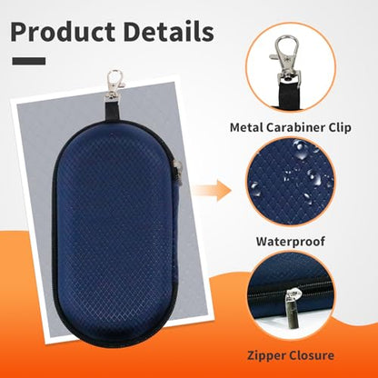 Double Eyeglasses Case, Hard Shell Dual Sunglasses Organizer with Zipper Clip Travel Glasses Storage for Women Men - color: Navy