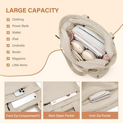 GOLF SUPAGS Foldaway Convertible Tote Backpack Lightweight Nylon Daypack for Women Men City Pack Versatile Backpack for Leisure Travel, Apricot - color: Apricot