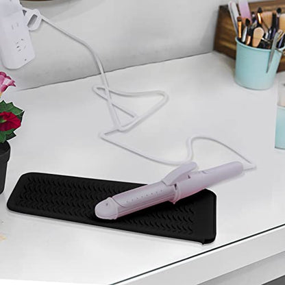 2PCS Silicone Heat Resistant Mat Pouch for Hair Straightener, Curling Iron, Flat Iron and Hot Hair Tools Black - color: Black, size: 2 Pack
