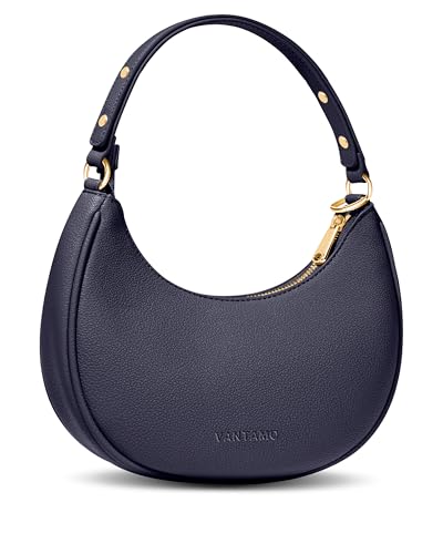 Vantamo Crescent Bags For Women with RFID Protection, Half Moon Clutch Purses for Women with Anti-Theft Clip for Extra Safety - color: Navy Purple