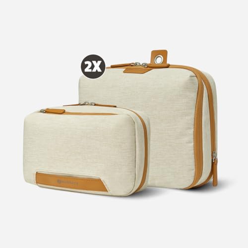 Nordace Travel Packing Organizers Set for Men and Women - 2x Packing Cubes & 1x Wash Pouch - Durable & Water Resistant (Beige-Brown) - color: Beige-Brown