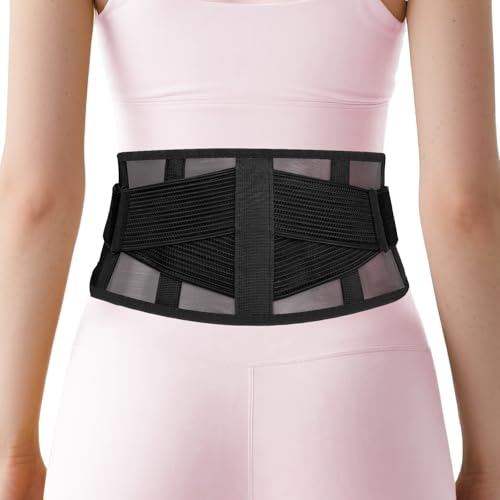 Ultra Breathable & Thin Back Brace for Lower Back Pain – Lightweight, Adjustable Back Brace Belt for Women and Men | Comfortable Lumbar Compression Brace for Sciatica, Scoliosis, Wear Under Clothing - size: S/M(Waist: 33.5"-42")