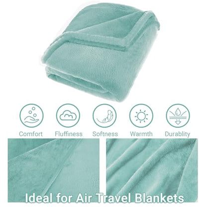 Travel Blanket & Pillow Set, 300 GSM Soft Fleece, 60x43 Inches, 3-in-1 Airplane Blanket, Travel Pillow and Blanket Set, Travel Blanket Airplane Compact with Bag, Travel Essentials,Mint Green - color: Mint Green-1