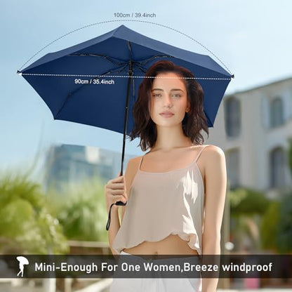 Mini Umbrella - Compact, Waterproof Travel Umbrella for Light Rain, Suitable for Women's Purse and Pocket - color: 04.Dark Blue-1Pack