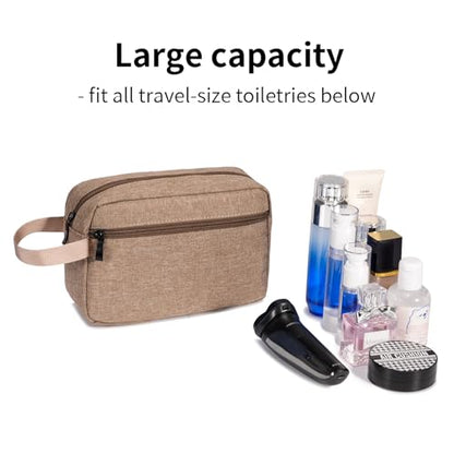 Travel Hanging Toiletry Bag with Carry Handle - Water-Resistant Small Cosmetic Organizer for Men & Women, Makeup, Shaving Kit, Gym & Travel Essentials (Camel) - color: Camel