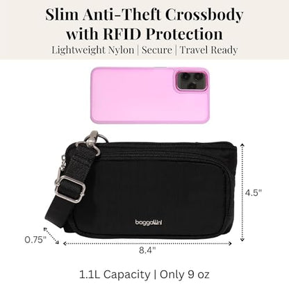 Baggallini Classic Anti-Theft Mini Wallet Crossbody - color: Black