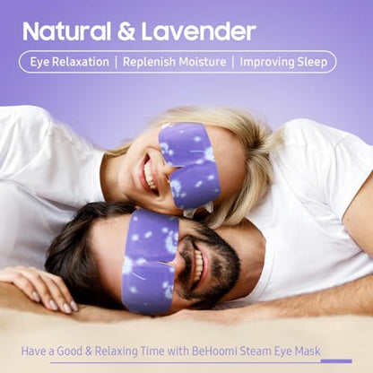 BeHoomi 20 Packs Steam Eye Mask, Heated Eye Mask Warm Compress for Eyes, Disposable Self Heating Steam Mask for Home, Sleep, Spa, Travel Essentials & Relaxation Gifts for Women (Lavender)