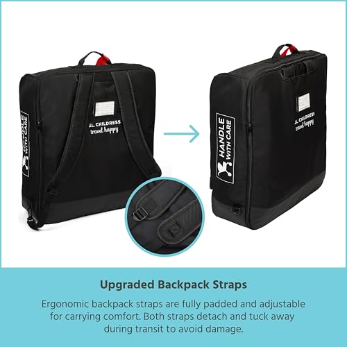 J.L. Childress Compact Travel Stroller Bag for Airplane - Fits Most Compact-Fold Single Baby Strollers, Compatible with UPPAbaby MINU, GB Pockit, Nuna TRVL & More, AirTag Compatible - Black - style: Unpadded