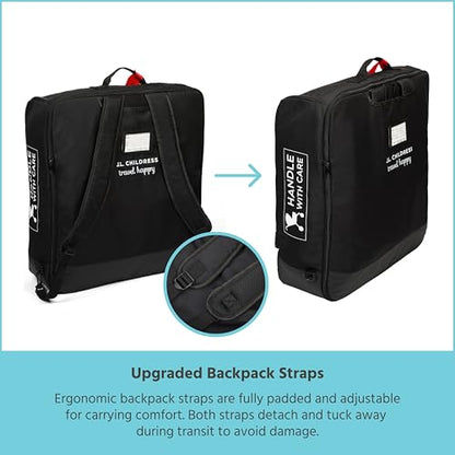 J.L. Childress Compact Travel Stroller Bag for Airplane - Fits Most Compact-Fold Single Baby Strollers, Compatible with UPPAbaby MINU, GB Pockit, Nuna TRVL & More, AirTag Compatible - Black - style: Unpadded