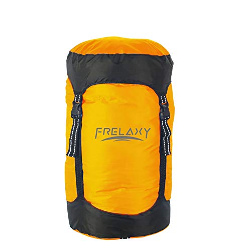 Frelaxy Compression Sack, 40% More Storage! 11L/18L/30L/45L/52L Compression Stuff Sack, Water-Resistant & Ultralight Sleeping Bag Stuff Sack - Space Saving Gear for Camping, Hiking - color: Orange, size: Medium