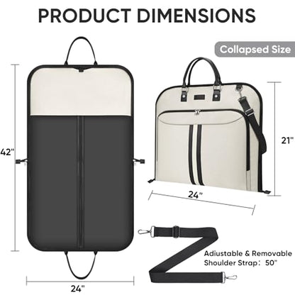 BALEINE Travel Garment Bag, Travel Suit Bag for Men, Water Resistant Carry on Garment Bag for Hanging Clothes, Garment Duffel Bag for Travel Business (Beige) - color: Beige