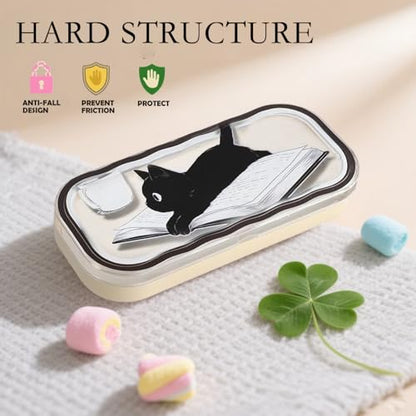 Cute hard shell bow glasses case cat transparent glasses case sunglasses glasses Size is 6.9 x 3.2 x 1.2inches - color: Case - Cat