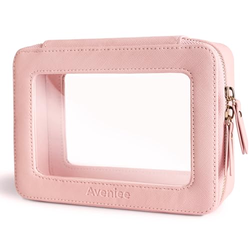 Aveniee Clear Makeup Bag Organizer, Travel Toiletry Bag for Women, Waterproof Cosmetic Pouch with Zippers,Car Accessories Organizers and Storage Case,Pink,Medium Classic - color: Pink, style: Classic