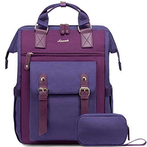 LOVEVOOK Laptop Backpack for Women Work Travel Computer Backpacks Purse, Doctor Nurse Bag Teacher Business Laptop Bag, Fashion College Backpack Casual Daypack, 15.6 Inch, Purple-Purple-Purple - color: Purple-purple-purple, size: 15.6 Inch
