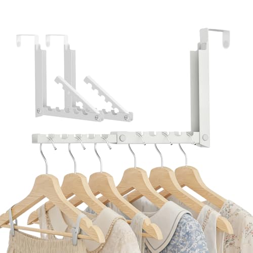 2 Pack Over The Door Hooks,Over The Door Clothes Hanger with 10 Ridges,Space-Saving Over The Door Drying Rack,Door Hooks for Hanging Clothes,Larger Capacity Over The Door Hanger White - color: 2 Pack, White(Dual Fold)