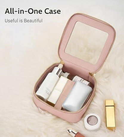 Aveniee Mini Clear Makeup Bag, Small Cosmetic Bags Travel Toiletry Pouch Organizer, TSA Approved Make up Case with Zipper, Car Bag for Essentials,Dusty Pink - color: Dusty Pink, style: Mini Chic