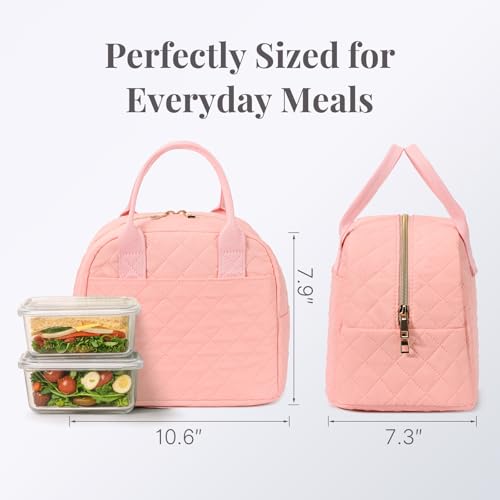 LOVELYWIND Lunch Bag for Women, Insulated Lunch Box, Reusable Water-Resistant Lunchbox Cooler with Front Pocket, Large Capacity Lunch Tote Bag for Work, Travel, Picnic - color: Pink