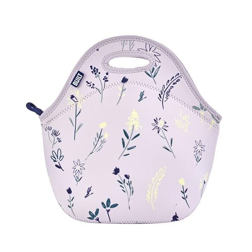 Built Gourmet Getaway Lunch Bag - Thistle Ditsy, Neoprene Insulated Food Carrier with Zipper & Handles, Hot & Cold Lunch Tote for Work, Travel, Picnics & Snacks - Large, Reusable, Machine Washable - color: Thistle Ditsy