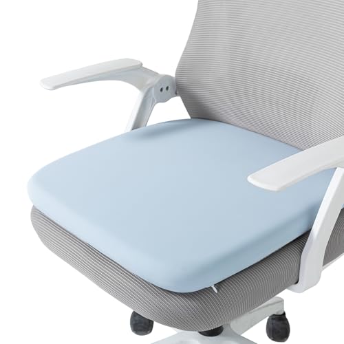 SheRest Office Chair Cushion with Straps, Memory Foam Seat Cushion with Removable Cover, Suitable for Office Chairs, Car Seats, and Airplane Seats, Blue, Large - color: Blue, size: Large