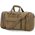 Gonex Canvas Duffle Bag for Travel, 50L Duffel Overnight Weekend Bag(Coffee) - color: Coffee, size: Large-50L (Without Shoe Compartment)