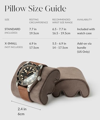 TAWBURY Single Watch Case - Genuine Top-Grain Leather Watch Travel Case for Men & Women with Metal Zipper and Extra Wide Pillow for Large Watches (Brown) - color: Brown