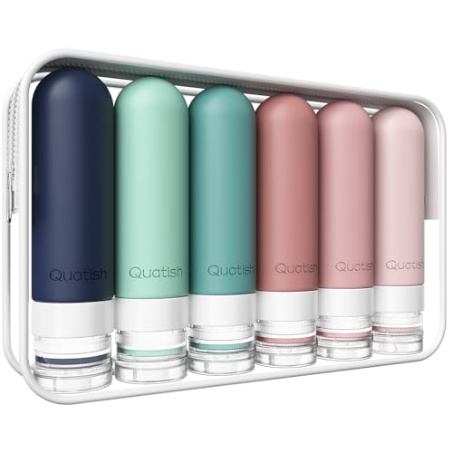 Quatish Travel Bottles for Toiletries 6 Pack, Original Patented Leakproof 3 oz Tsa Approved Travel Size Containers, BPA Free Silicone Shampoo and Conditioner Bottle, Cruise Camping Essentials, Morandi - color: Morandi