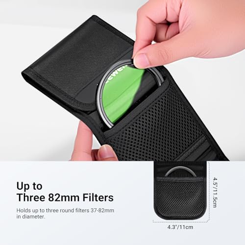 NEEWER 82mm Filter Case, Trifold Foldable Splash Resistant Protective Carry Pouch Storage Bag Accessories, Holds Up to Three 82mm Round Camera Lens Filters, PB15 - style: Pb15
