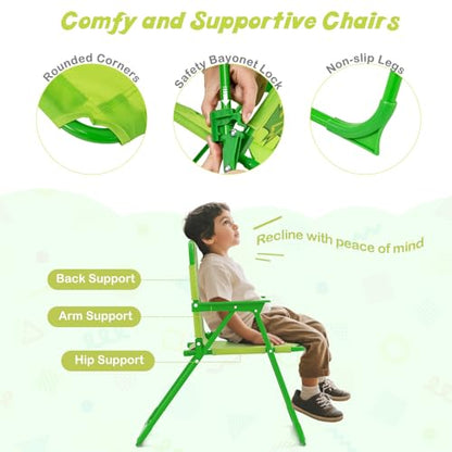 HONEY JOY Kids Picnic Table, Animal Themed Toddler Outdoor Table and Chair Set, 2 Folding Chairs & Removable Umbrella, Children Outdoor Furniture for Backyard Patio Garden (Light Green Frog) - color: Light Green Frog
