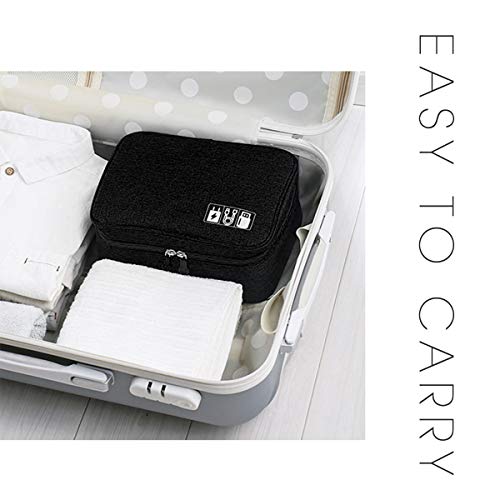 OrgaWise Electronics Organizer, Electronic Accessories Bag Travel Cable Organizer Three-Layer for iPad Mini, Kindle, Hard Drives, Cables, Chargers - color: Two layer-Black