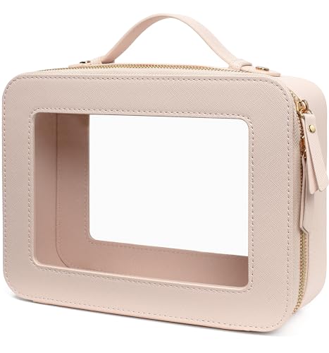 LETGO Clear Makeup Bags - TSA Approved Toiletry Bags with Zipper, Beach Makeup Organizer for Carry-on Travel Essentials, Sunscreen Cosmetic Bags for Women & Girls (Large Beige) - color: Beige, style: Large