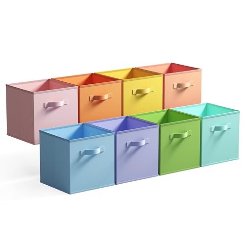 GRANNY SAYS 11 Inch Cube Storage Bins, Colorful Cube Storage Organizer, Fabric Storage Bins, Storage Cubes for Shelves, Closet, Toy Storage Bins for Kids Room, Play Room, Colour, 8-Pack - color: Pastel, size: 11 Inch-8 Pack