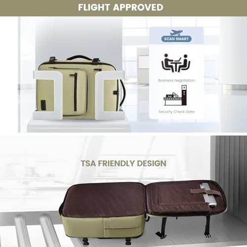 LOVEVOOK Travel Backpack For Women,40L Carry On Backpack Flight Approved,TSA Personal Item Travel Bag Fits 17 Inch Laptop,Weekender Overnight Daypack with Toiletry Bag and Cube,White Light-brown - color: Green, size: 17.3 Inch-40L-4Pcs