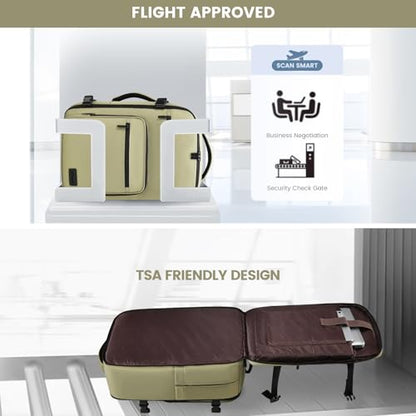 LOVEVOOK Travel Backpack For Women,40L Carry On Backpack Flight Approved,TSA Personal Item Travel Bag Fits 17 Inch Laptop,Weekender Overnight Daypack with Toiletry Bag and Cube,White Light-brown - color: Green, size: 17.3 Inch-40L-4Pcs