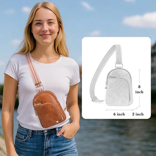INICAT RFID Blocking Sling Bag, Anti Theft Crossbody Bag for Women Compact Travel Purses Leather - color: Brown Antitheft