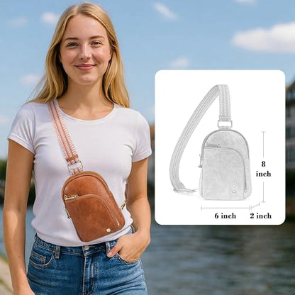 INICAT RFID Blocking Sling Bag, Anti Theft Crossbody Bag for Women Compact Travel Purses Leather - color: Brown Antitheft