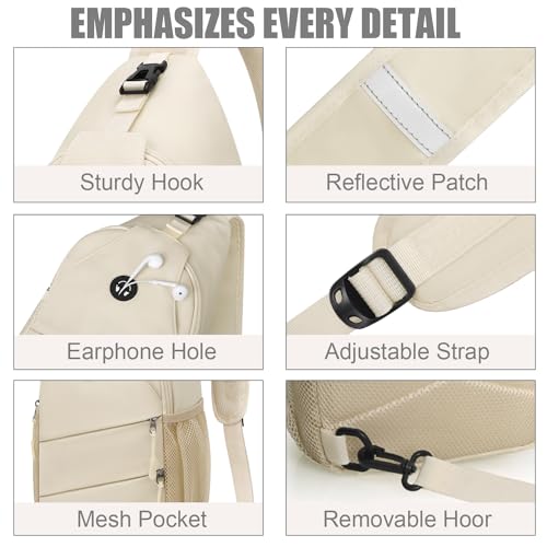 Pritent Crossbody Bags for Women Men Trendy Sling Bag Backpack Casual Chest Bag with Convertible Shoulder Strap - color: Beige, size: Medium
