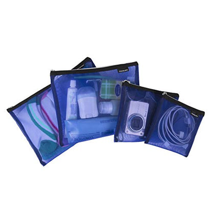 Travelon Set of 4 Mesh Pouches, Blue, 9.5 x 12.75 x 0.5 - color: Blue