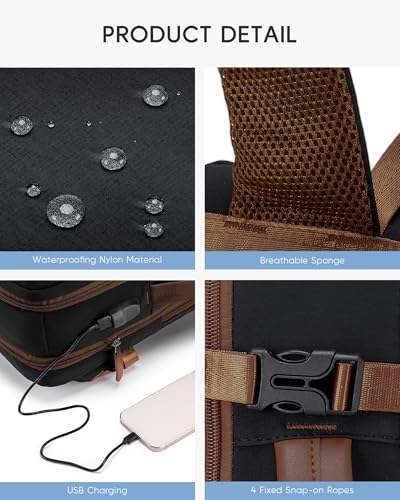 17x13x6 Personal Item Bag Travel Backpack for Men Women 43x33x15 Travel Bag Expandable with USB Charging Port 180°Full Open Access Laptop Backpack,Beige - color: Beige