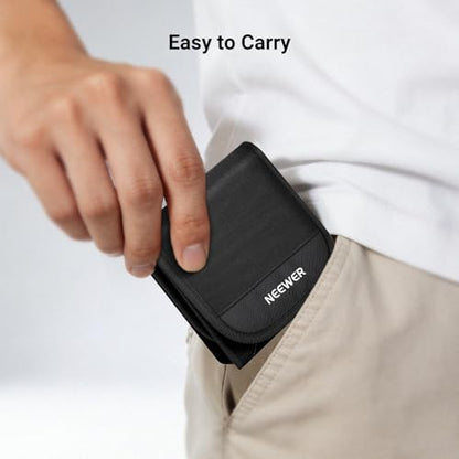 NEEWER 82mm Filter Case, Trifold Foldable Splash Resistant Protective Carry Pouch Storage Bag Accessories, Holds Up to Three 82mm Round Camera Lens Filters, PB15 - style: Pb15