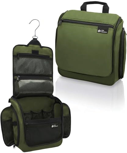 D&D Wanderlust D&D Hanging Travel Toiletry Bag for Men and Women – Cosmetics, Makeup and Toiletries Organizer Kit with 10 Compartments - color: Green Large